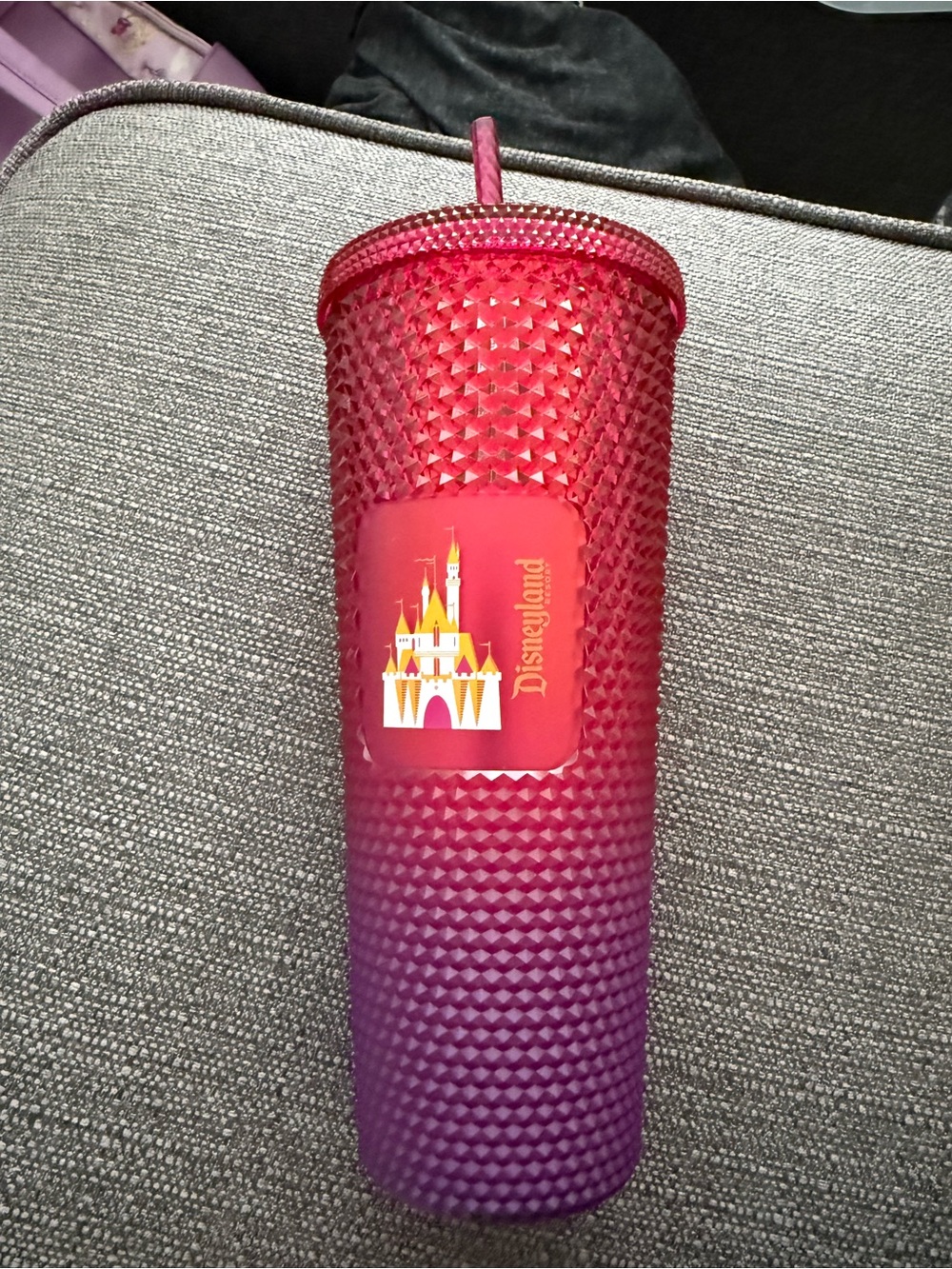 Disneyland Resort Castle Starbucks Red Purple Geometric Studded Tumbler NWT 24oz